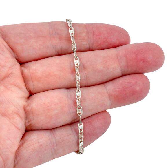 Diamond Cut Mariner Anchor Chain Anklet | Italian Sterling Silver 950 10" - Picture 1 of 6